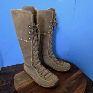 NWOB Timberland Moorland Hollace Boots Tan Leather LaceUp Tall 61356 Women’s 8.5